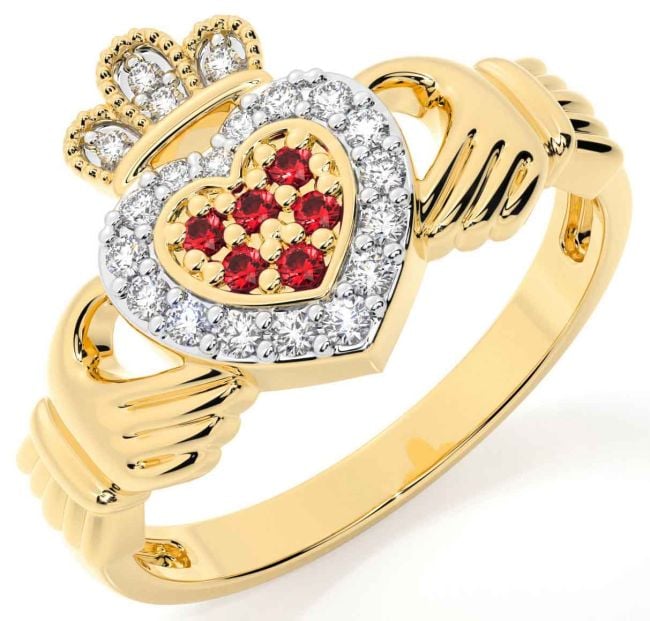 Ruby Gold Claddagh Ring