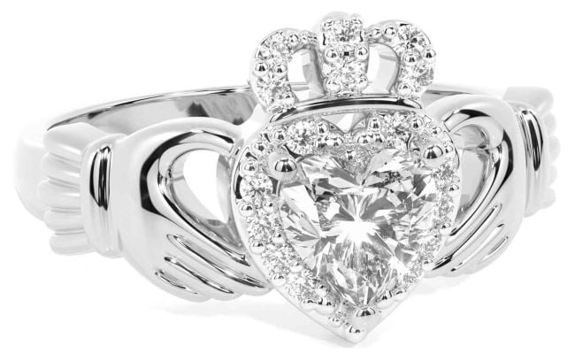 Diamond Silver Claddagh Ring