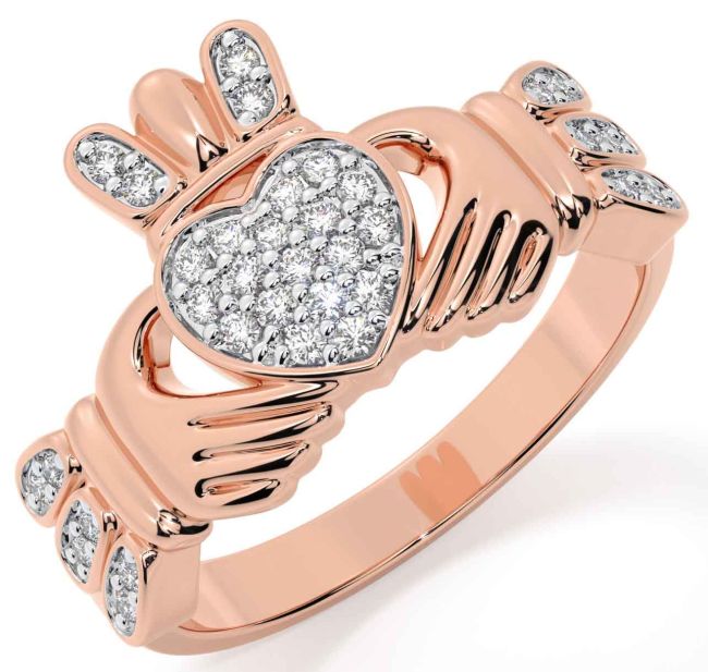 Diamond Rose Gold Claddagh Ring