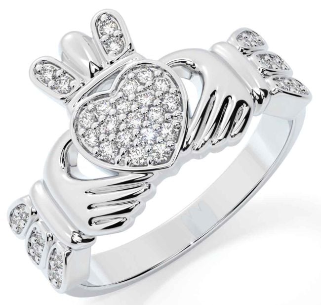 Diamond White Gold Claddagh Ring