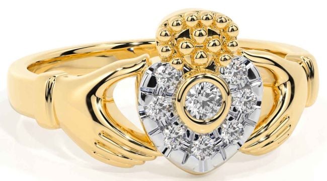 Diamond Gold Claddagh Ring