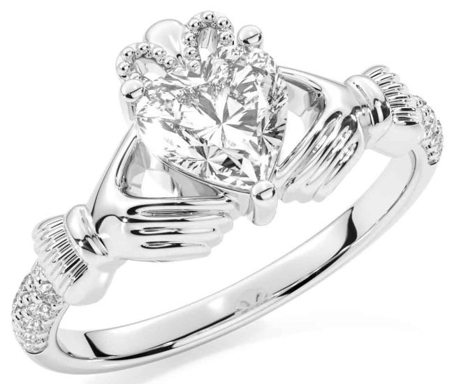 Diamond Silver Claddagh Ring