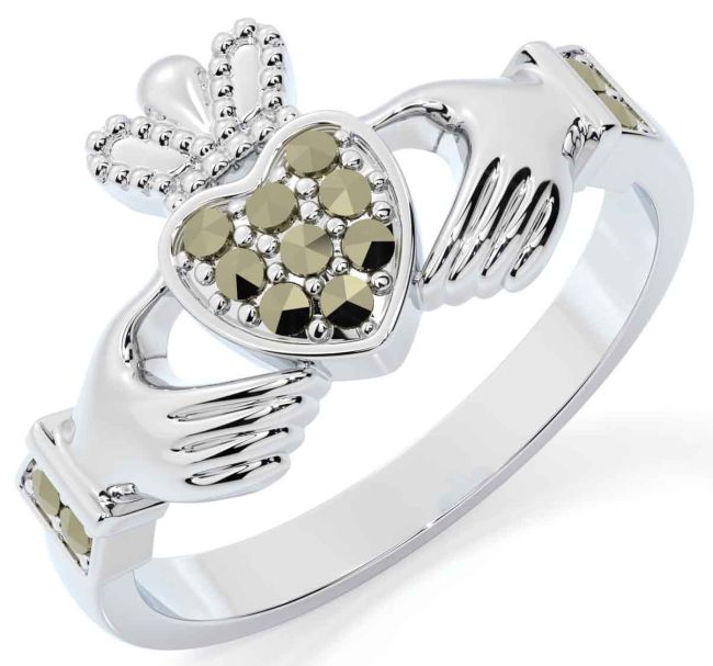 Marcasite Silver Claddagh Ring