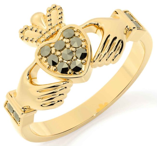 Marcasite Gold Claddagh Ring