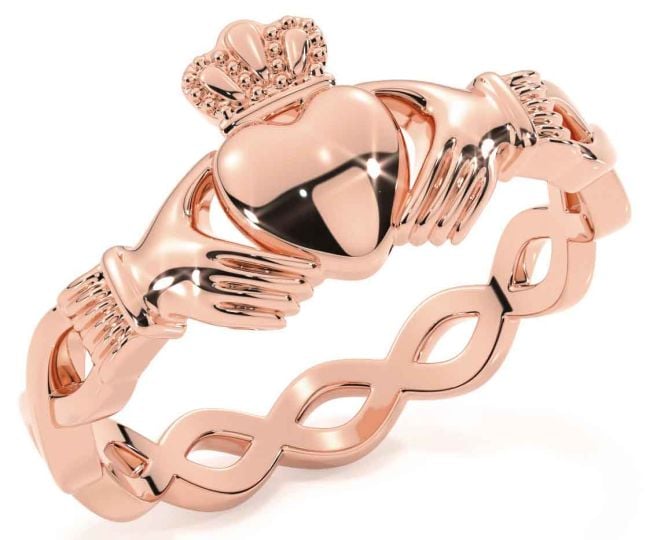 Rose Gold Silver Claddagh Ring