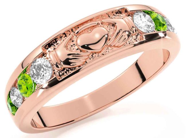 Peridot Rose Gold Claddagh Ring