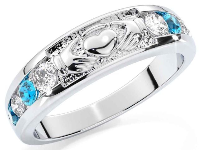 Topaz Silver Claddagh Ring