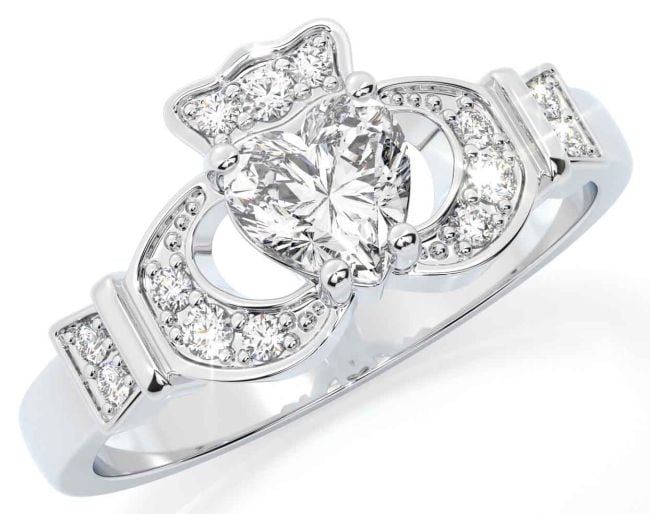 Diamond Silver Claddagh Ring