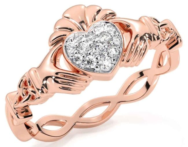 Diamond Rose Gold Claddagh Ring