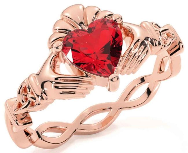 Ruby Rose Gold Silver Claddagh Ring