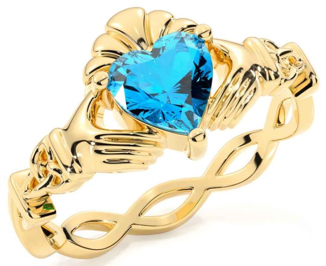 Topaz Gold Silver Claddagh Ring