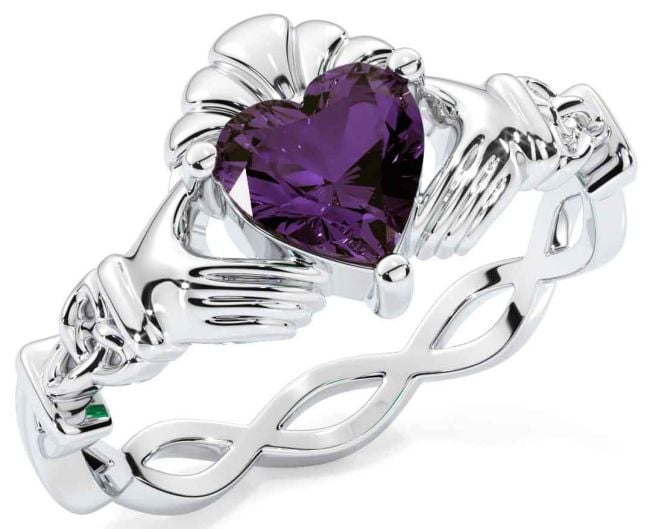 Alexandrite Silver Claddagh Ring