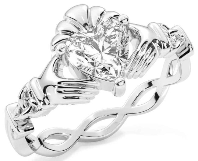 Diamond Silver Claddagh Ring