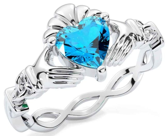 Topaz Silver Claddagh Ring