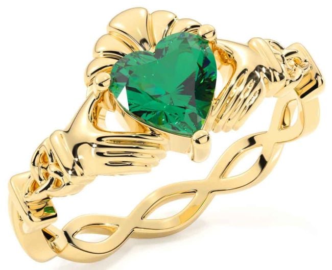 Emerald Gold Claddagh Ring