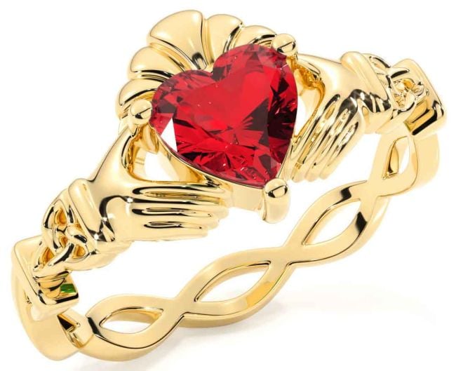 Ruby Gold Claddagh Ring