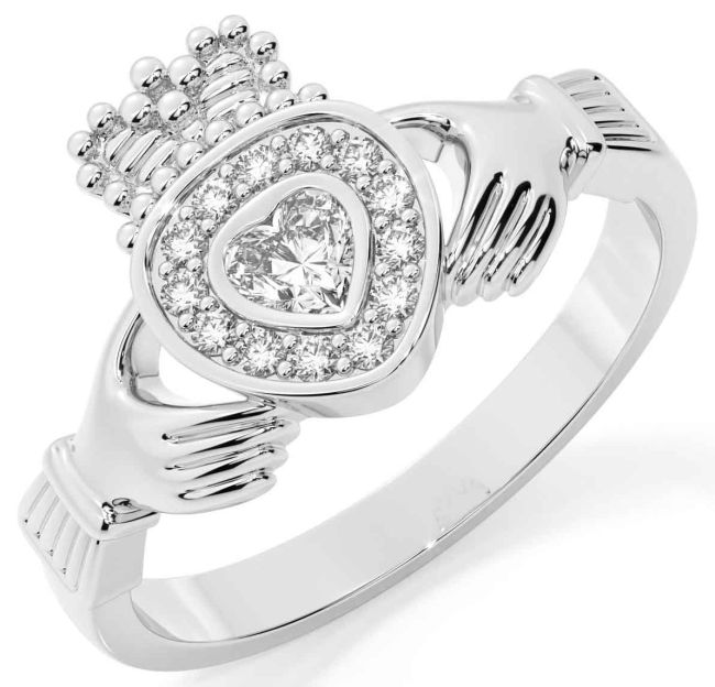 Diamond Silver Claddagh Ring