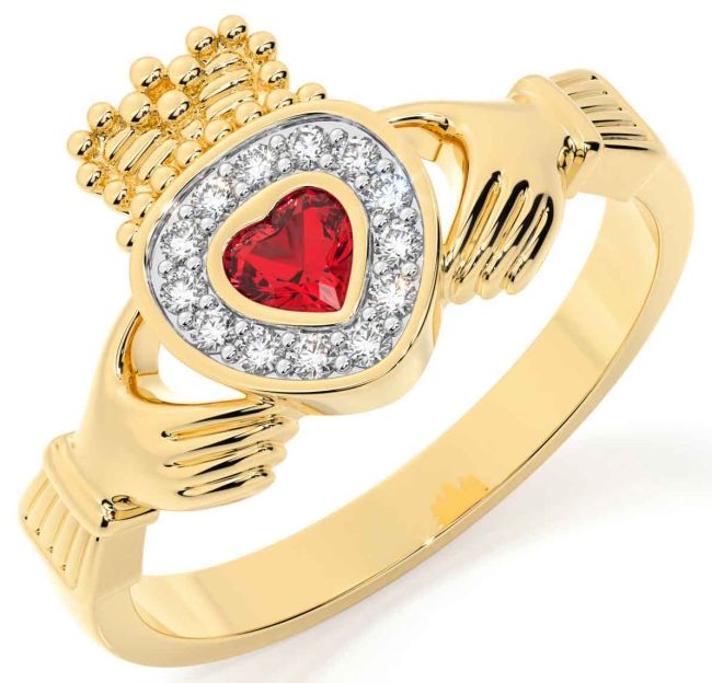 Diamant Robijn Goud Claddagh Ring