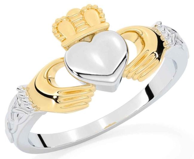 Gold Silver Celtic Claddagh Ring