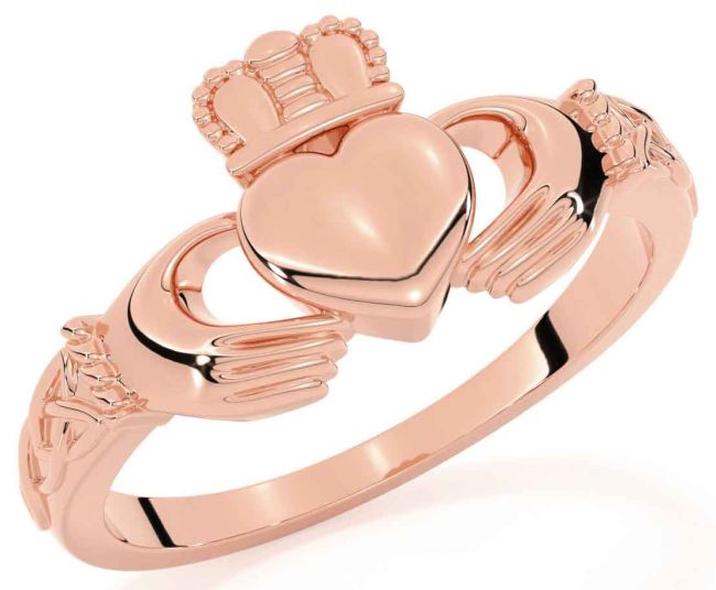 Rose Gold Silver Celtic Claddagh Ring