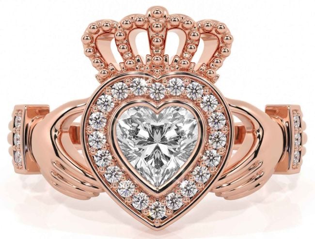 Diamond Rose Gold Claddagh Ring