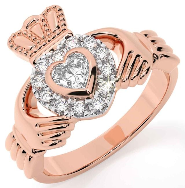 Diamond Rose Gold Claddagh Ring