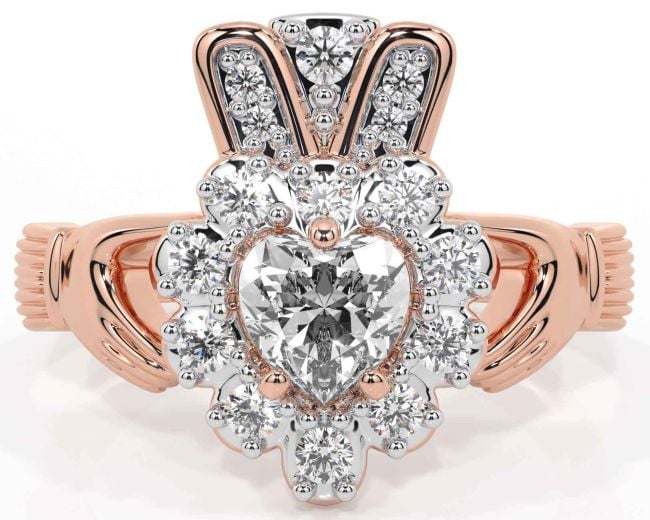 Diamond Rose Gold Claddagh Ring