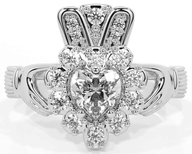 Diamond Silver Claddagh Ring