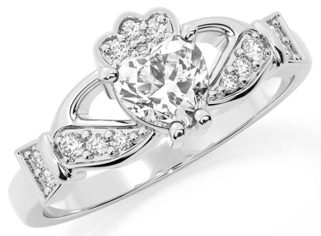 Diamond Silver Claddagh Ring