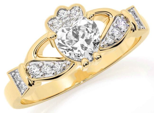 Diamond Gold Claddagh Ring