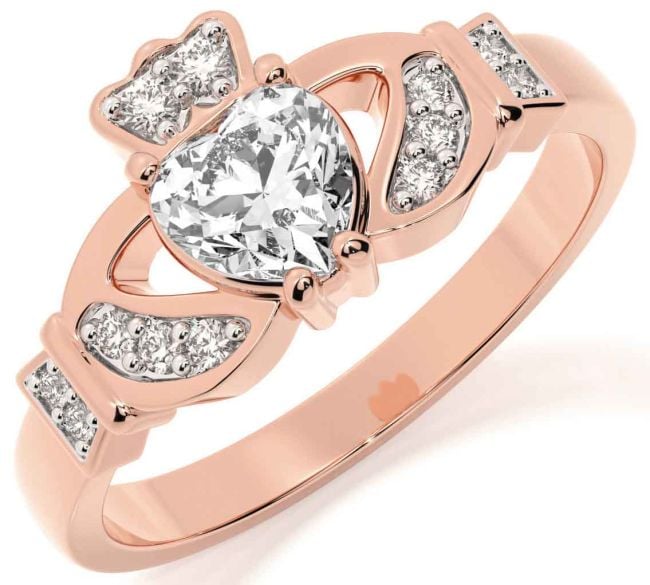 Diamond Rose Gold Claddagh Ring