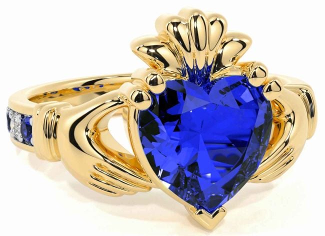 Diamond Sapphire Gold Silver Claddagh Ring