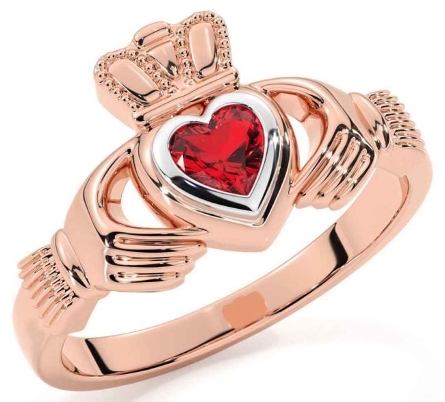 Ruby Rose Gold Silver Claddagh Ring