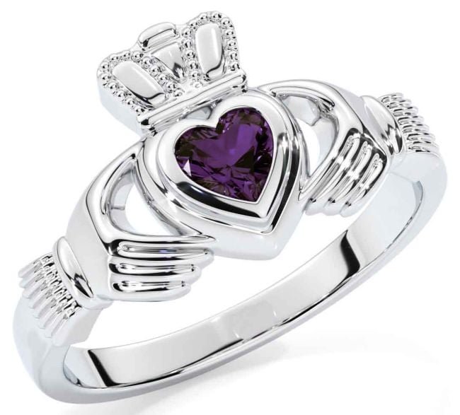 Alexandrite Silver Claddagh Ring