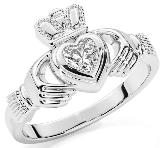 Diamond Silver Claddagh Ring