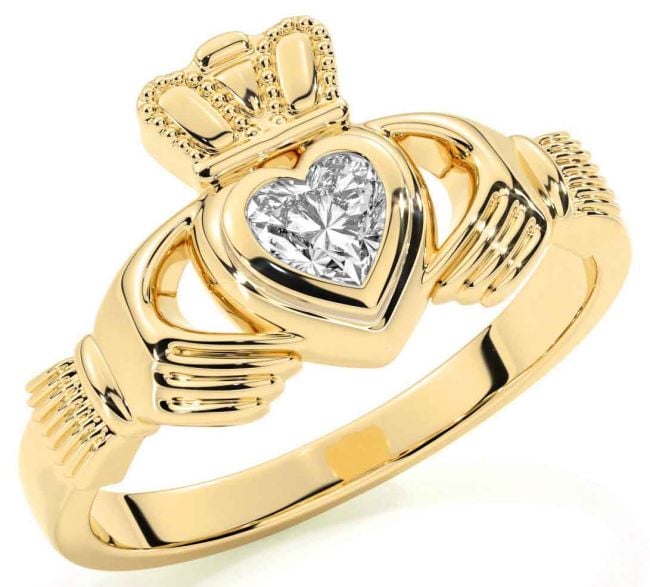 Diamond Gold Claddagh Ring