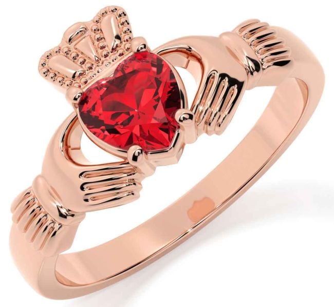 Ruby Rose Gold Silver Claddagh Ring