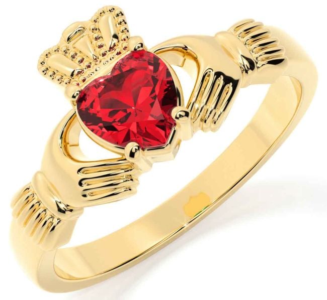 Ruby Gold Silver Claddagh Ring