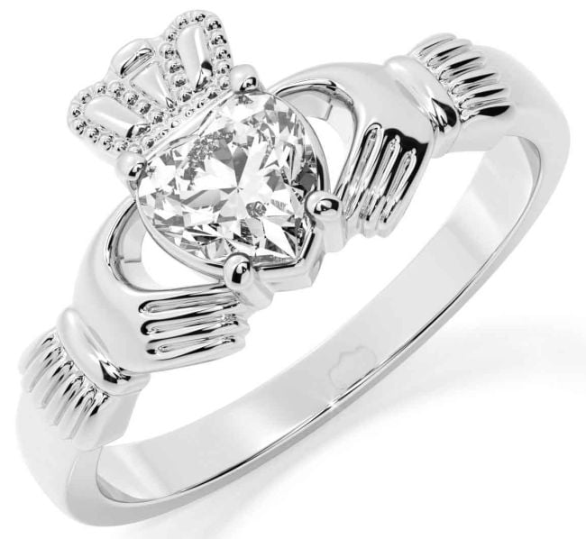 Diamond Silver Claddagh Ring