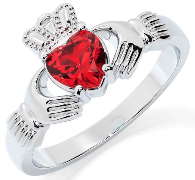 Ruby Silver Claddagh Ring