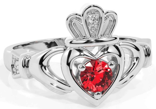 Ruby Silver Claddagh Ring