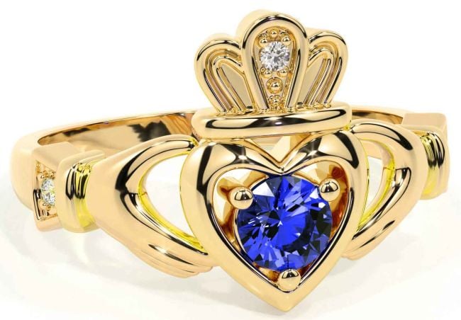 Sapphire Gold Claddagh Ring