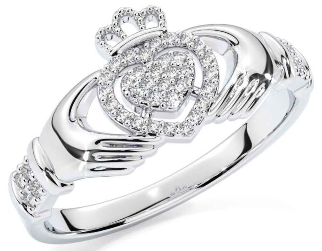 Diamond Silver Claddagh Ring