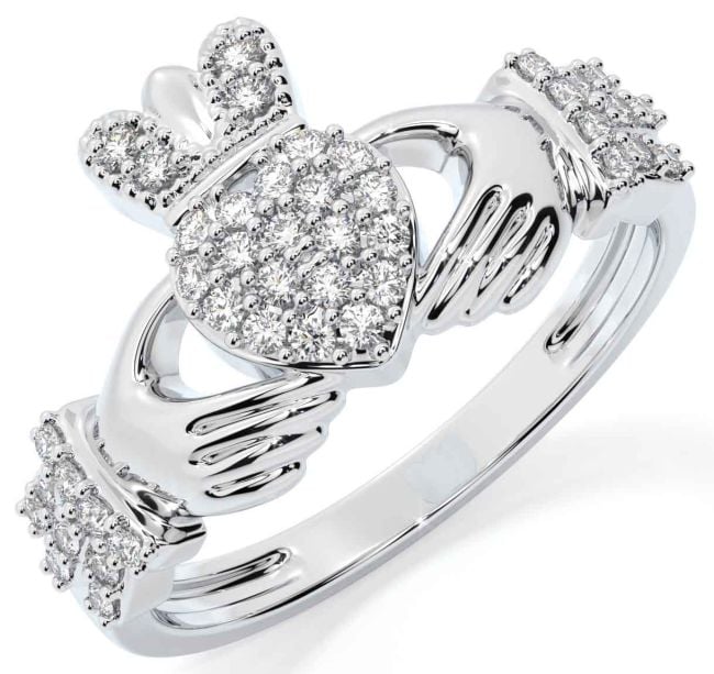 Diamond Silver Claddagh Ring