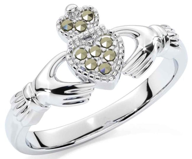 Marcasite Silver Claddagh Ring