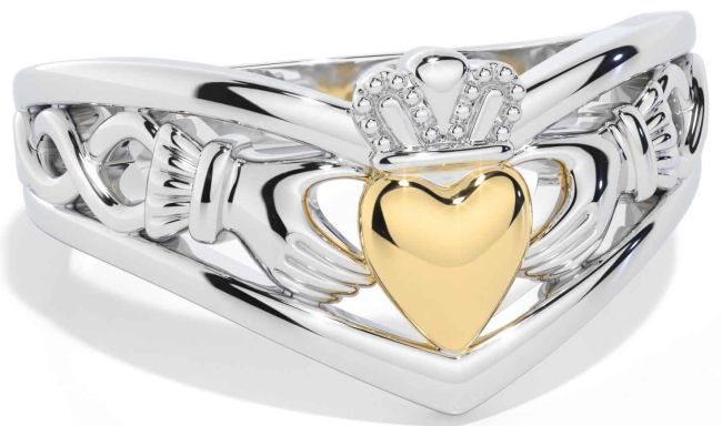 Gold Silver Celtic Claddagh Ring