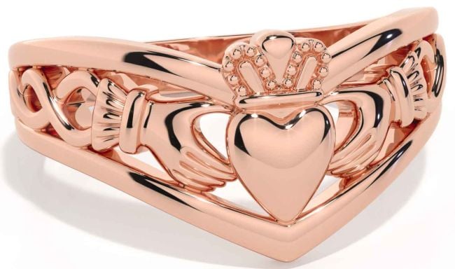 Rose Gold Silver Celtic Claddagh Ring