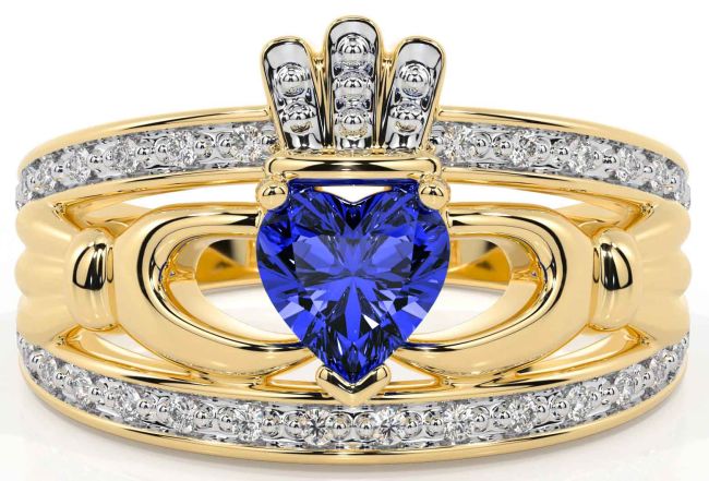 Diamant Saphir Gold Claddagh Ring