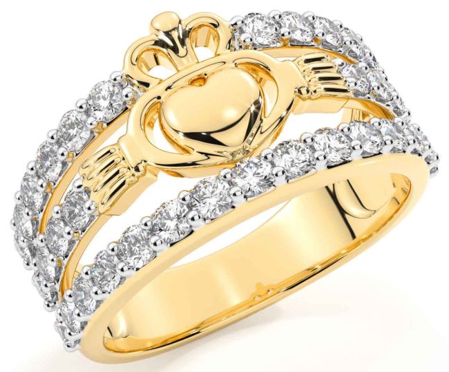 Diamond Gold Claddagh Ring