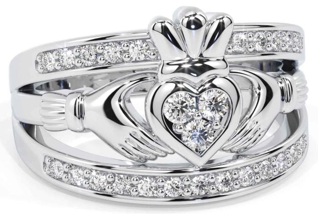 Diamond White Gold Claddagh Ring